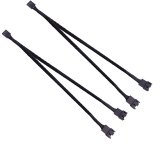 2-Pack 2 Way PWM Fan Splitter Cable - 27CM ,Sleeved PC Fan Extension Cable (1 to 2 Converter)
