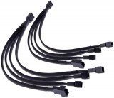 2 Pack - 4 Way PWM Fan Splitter, Adapter Cable Sleeved Braided Y Splitter,  PC PWM Fan Extension Cable