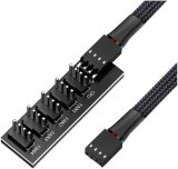 PWM Fan Hub Splitter,4 Pin  5 Way Sleeved PC CPU Fan Extension Splitter Adapter Cable - 35cm / 14 Inch