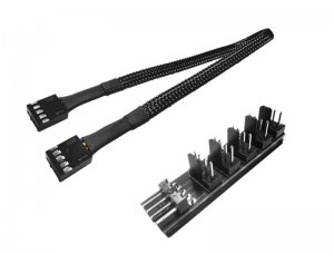 PWM Fan Hub Splitter,4 Pin  5 Way Sleeved PC CPU Fan Extension Splitter Adapter Cable - 35cm / 14 Inch