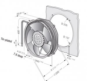 ebmPAPST 2218F/2TDH4OR 48V 2.15A 103/85W DC Cooling Fan for Inverter 220x200x51mm