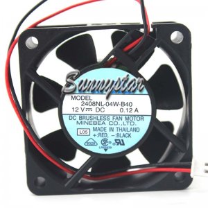 60MM 6020 2408NL-04W-B40 L05 DC12V 0.12A 2 Wires 6CM Case Fan for Switch Print Cooling