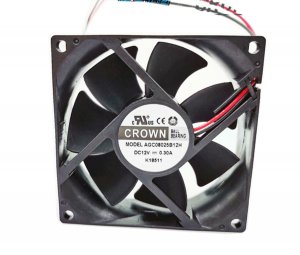 Crown 80mm 8025 AGC08025B12H 12V 0.3A 2 Wires 2 Pins 8CM Case Fan