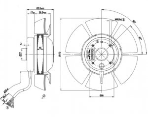 ebmPAPST A2D170-AA04-01 230/400V 45/43W Converter Cooling Fan 170x62mm