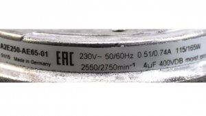 ebmPAPST 250mm A2E250-AE65-01 230V 115/165W 4 Wires Spindle Motor Fan for Evaporator condensate