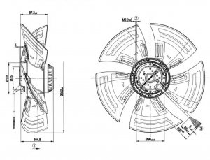 ebmPAPST A4D350-AN08-02 230V 0.64/0.70A 170/230W 1370/1520RPM External Rotor axial Flow Fan