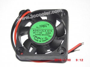 ADDA 3010 AD0312LX-K70 12V 0.06A 2 Wires Cooler Fan