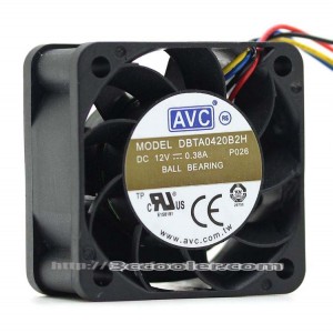 AVC 4CM 4020 DBTA0420B2H P026 12V 0.38A 4 Wires 4 Pins Case Fan