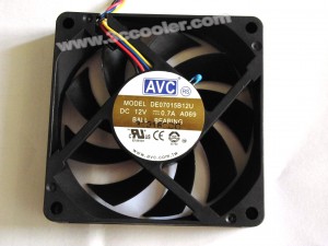 AVC 7015 7CM DE07015B12U  12V 0.7A 4 Wires Cooler Fan