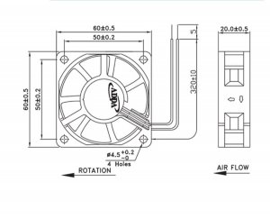 Adda 6020 AD0612HB-C70GL 12V 0.16A 2 Wires 6CM Cooling Fan 60x20mm
