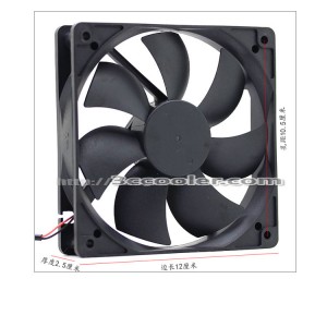 BOSSTOP 12025 12CM 12025L05R 5V 0.5A 2000RPM 2 Wires USB Brushless Fan