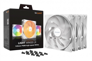 Be Quiet Light Wings LX 140mm High-Speed PWM PC White Case Fan 140x25mm (3-Pack)