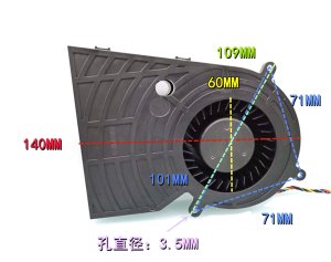 Car Seat Chassis Blower EFH-12J12W-AP02 12V 1A 4Wires PWM