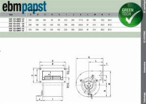 ebmPAPST D2E133-AM47-01 M2E068-DF 230V Dual inlet AC centrifugal Fan
