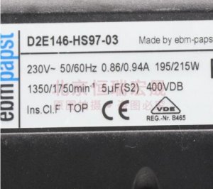 Ebmpapst D2E146-HS97-03 230Vac 195/215W Class F AC Centrifugal Cooling Fan
