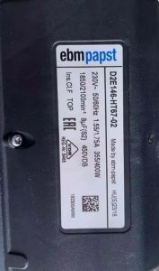 Ebmpapst D2E146-HT67-02 230V 355/400W Class F turbo medical blower