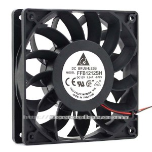 Delta 12CM 12025 FFB1212SH DC12V 1.24A 3700RPM 140.16CFM 2 Wires 2 Pins Case Fan