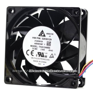 Delta 12CM 12038 THA1248BE DC48V 2.50A HW PN 32030129 318CFM 4 Wires 4 Pins PWM Al Frame Case Fan