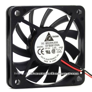 Delta 6CM 6010 EFB0612HA DC12V 0.18A 18.01CFM 2 Wires 2 Pins Case Fan