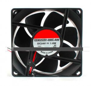 80mm EE80252B1-000C-A99 24V 1.8W 2 Wires Printer Copier Fan 80x80x25mm