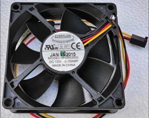 EVERFLOW 80*25MM R128025DL 12V 0.1A 3 wires 3 pins 8cm case fan cooling fan