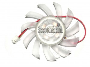 EVERFLOW T126010DH 12V 0.2A 3 wires 3 pins transparent 11 blades vga fan graphics card cooler