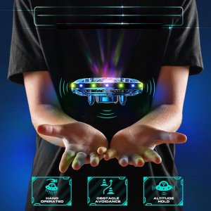 Hand Operated Drone for Kids or Adults - Induction Hands Free Motion Sensors Mini Drone with Bright LED Projection, 360 Flips, Easy Indoor Small UFO Flying Orb Ball Toy for Boys Girls
