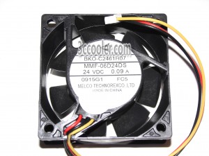 Melco 6025 60*25mm MMF-06D24DS FC5 BKO-C2461H07 24V 0.09A 3 Wires 3 Pins Case fan 6CM inverter ABB fanuc yaskawa server cooler