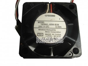 NMB 40x15mm 1606KL-05W-B39 T01 24V 0.06A 3 Wires 127E83860 3 Pins DC Fan