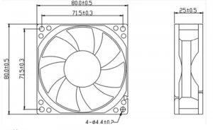 NMB 8025 3110SB-04W-B69 12V 0.3A 3 Wires 8CM Cooling Fan 80x25mm