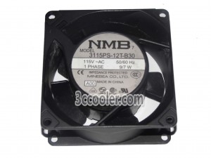 NMB 80x38mm 3115PS-12T-B30 A00 115V 9/7W 2 Pin AC Fan Cabinet Cooler