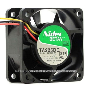 Nidec 6025 6CM B34605-57 DC12V 0.58A 3 Wires 3 Pins Server Case Fan