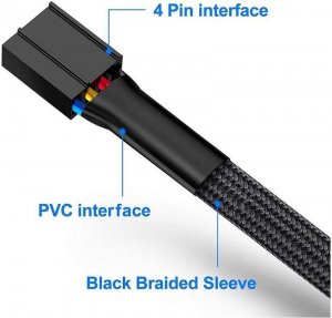 PWM Fan Hub Splitter,4 Pin  5 Way Sleeved PC CPU Fan Extension Splitter Adapter Cable - 35cm / 14 Inch