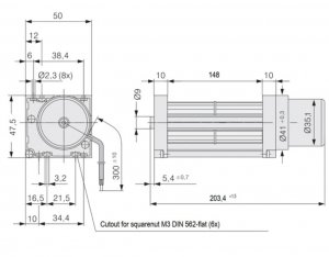 ebmPAPST QG030-148/12 12V 0.52A 6.2W Cross Flow Fan