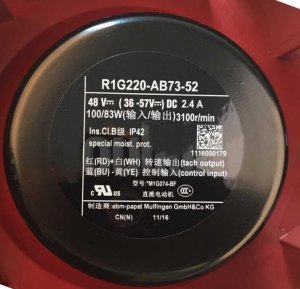 ebmPAPST R1G220-AB73-52 DC48V 2.4A 100/83W 3100RPM 4-Wires air Purifier Cooling Fan 220x70mm