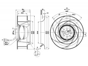 ebmpapst 225*99MM R2E225-BD92-09 230V 0.60A 4 Wires centrifugal Fan