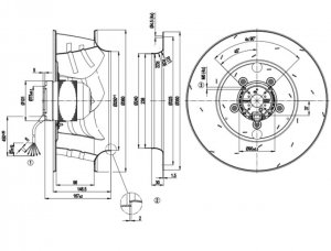 ebmPAPST R4E355-AK05-06 120V 0.8A 180/260W All-Metal Centrifugal Fan 355x167mm