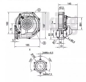 ebmPAPST RG148-1200-3633-010202 AC230V Wall Mounted Furnace Fan