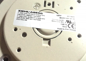 zyvpee/ZIEHL-ABEGG RH28M-2EK.3F.1R 230Vac 50/60Hz 0.59/0.70kw IP10 12uF/400V cabinet centrifugal fan
