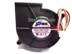 RUILIAN 7530 RBD7530B1 12V 0.50A 3 Wires 3 Pins DC Blower