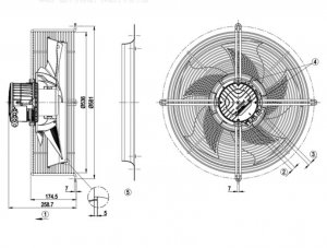 ebmPAPST S3G450-LL07-M7 380-480V 0.85A 530W 1520RPM EC External Rotor Axial Flow Fan