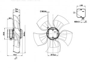 ebmPAPST S4D450-AU01-01/C01 380VAC 340W 0.33A 450mm AC axial Fan - HyBlade