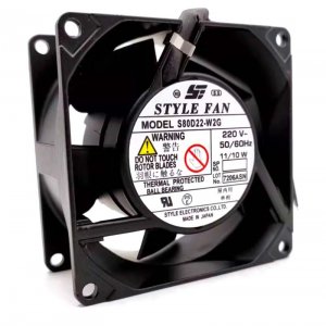 Style Fan 8CM S80D22-W2G 220V 11/10W 2 Wires AC Axial Cooling Fan 80x38mm
