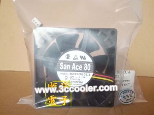 SANYO 8038 8CM 9G0812G1D011 12V 1.1A 3 Wires DC Cooler Fan