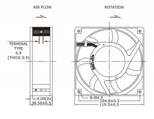 120MM SJ1238HA3 380V 0.1A 12CM 2 Wires AC Axial Cooling Fan 120x38mm