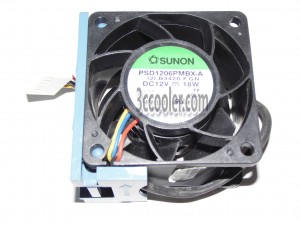 SUNON PSD1206PMBX-A (2).B3420.F.GN 12V 18W 4 Wires Server Fan 6038 6CM with blue Bracket