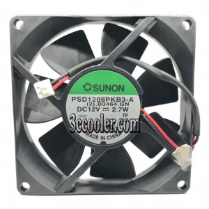 SUNON 80*20mm PSD1208PKB3-A (2).B3464.GN 12V 2.7W 2 wires 8cm case fan