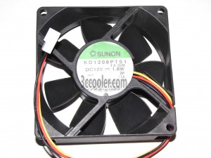 SUNON KD1208PTS1 13.GN 12V 1.8W 3 Wires 3 Pins Case Fan 8025 8CM