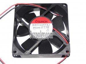 SUNON 80x25mm KD2408PTS1 13.A.GN 24V 1.7W 2 Wires CPU Fan RTU Fan