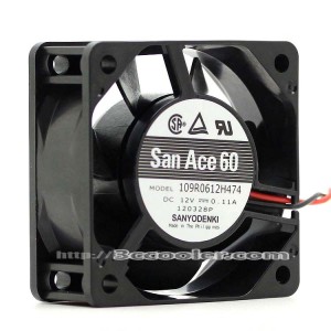 Sanyo 6CM 6025 109R0612H474 DC12V 0.11A 2 Wires Case Fan